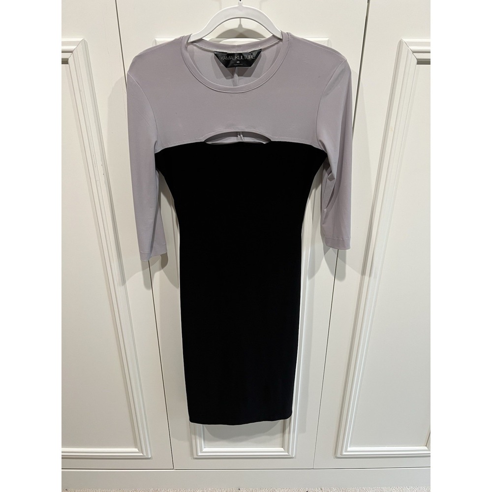 Kamali Kulture‎ Colorblock Bodycon Dress Cutout Stretch Knit Seductive Designer